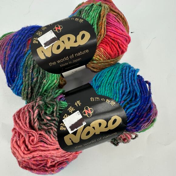 2 Noro TAIYO Yarn Cotton Wool SILK Skeins #5 Pink Aqua Blue Green Yellow Orange - Picture 1 of 9